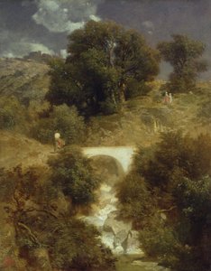 橋のあるローマの風景、1863 作： Arnold Böcklin